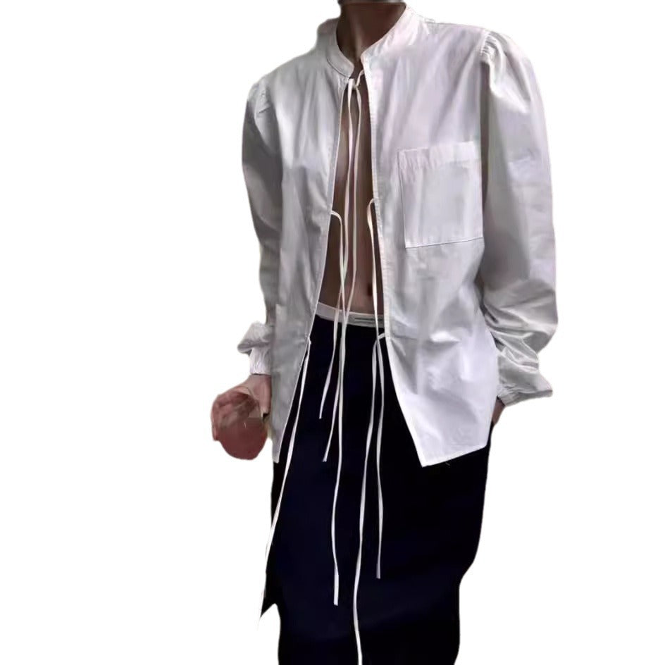 Damen modische Bluse mit Kordelzug und Puffärmeln R&B