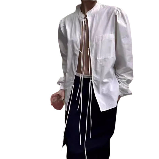 Damen modische Bluse mit Kordelzug und Puffärmeln R&B