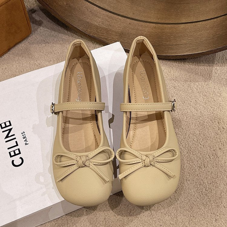 Damen Ballerinas mit zierlichem Schleifenakzent und verstellbarem Riemen R&B