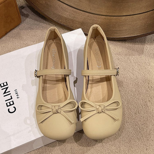 Damen Ballerinas mit zierlichem Schleifenakzent und verstellbarem Riemen R&B