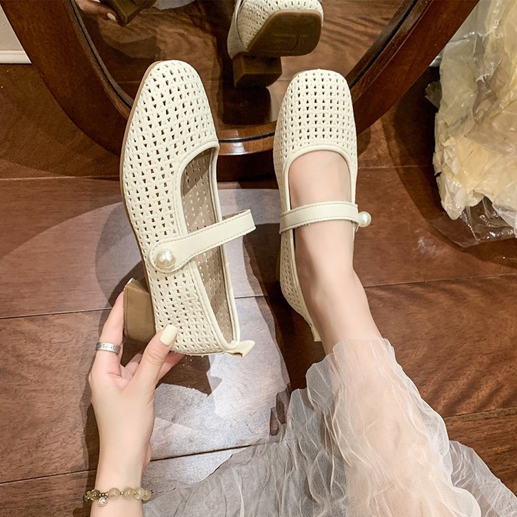 Damen elegante Ballerinas mit strapazierfähigem Netzdesign und modischer Schnalle R&B