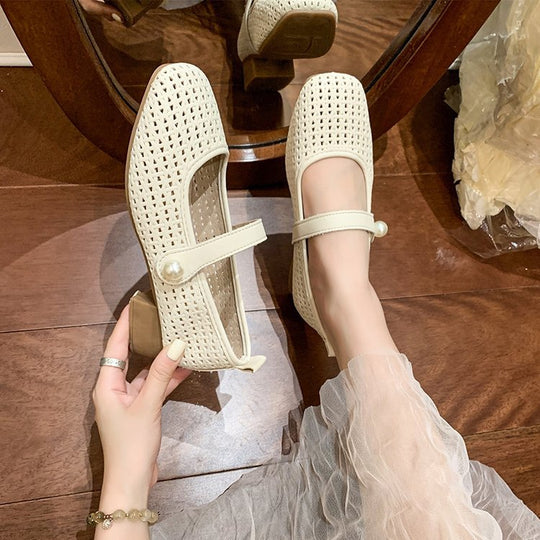 Damen elegante Ballerinas mit strapazierfähigem Netzdesign und modischer Schnalle R&B