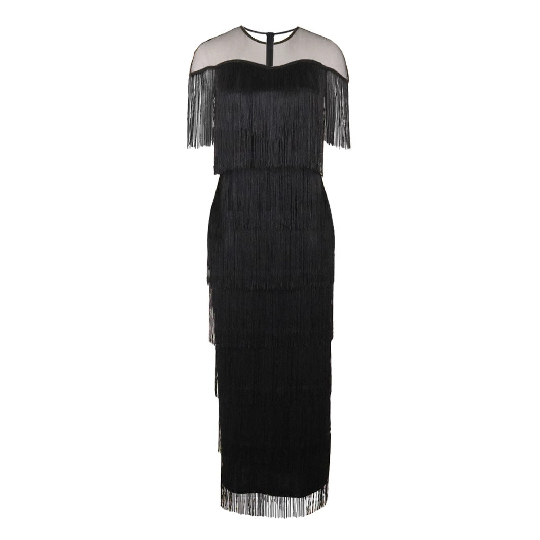 Damen Maxikleid mit Fransen R&B