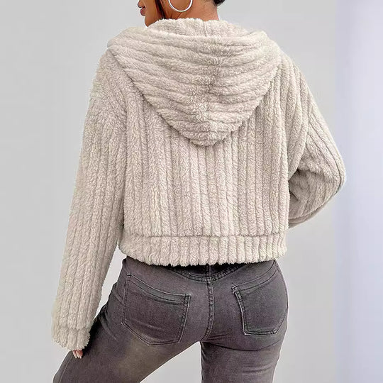 Damen Rotationsjacke aus kuscheligen Fleece mit Hohem Kragen R&B
