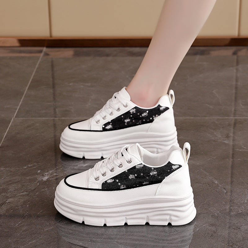 Damen Plattform Sneaker mit modischem Denim-Akzent und rutschfester Sohle R&B