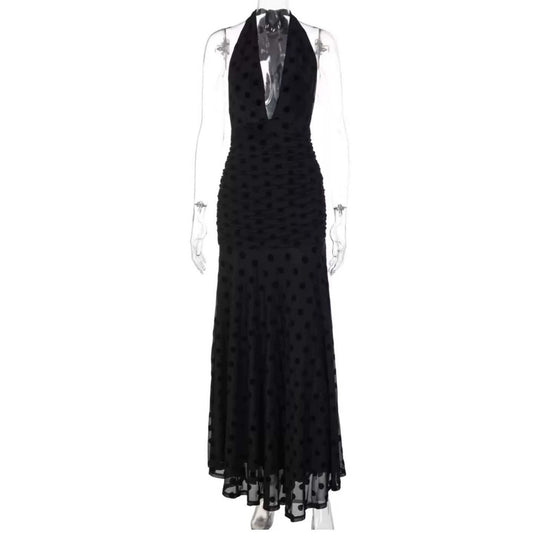 Damen Elegantes Maxikleid mit tiefem V-Ausschnitt und filigranen Rüschen R&B
