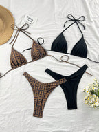 Damen Bikiniset mit verstellbaren Trägern und floralem sowie animalischem Muster R&B