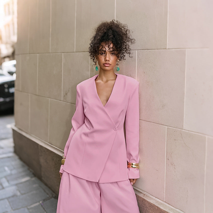 Damen Elegantes Ensemble aus Blazer und weitem Hose R&B