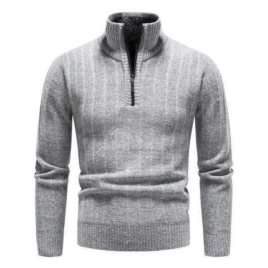 Herren modischer Strickpullover mit halbem Reißverschluss R&B