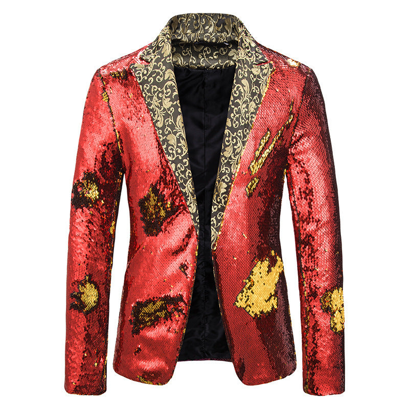 Herren extravagante Pailletten-Blazerjacke R&B