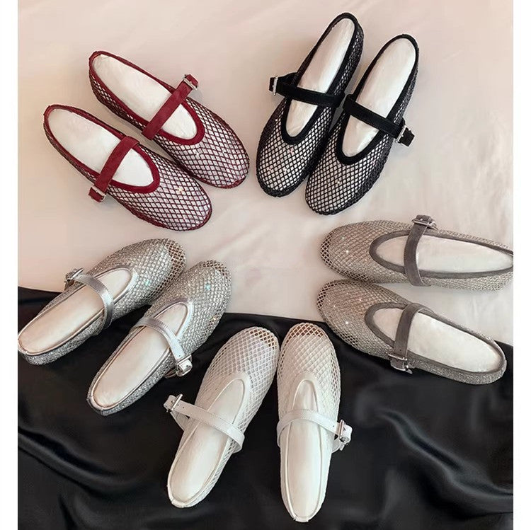 Damen elegante Ballerinas mit dekorativem Strassbesatz