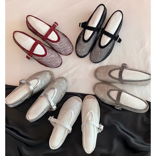 Damen elegante Ballerinas mit dekorativem Strassbesatz R&B