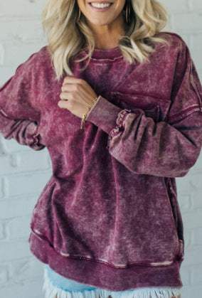 Damen Bequemer Oversized Sweatshirt mit Taschen R&B