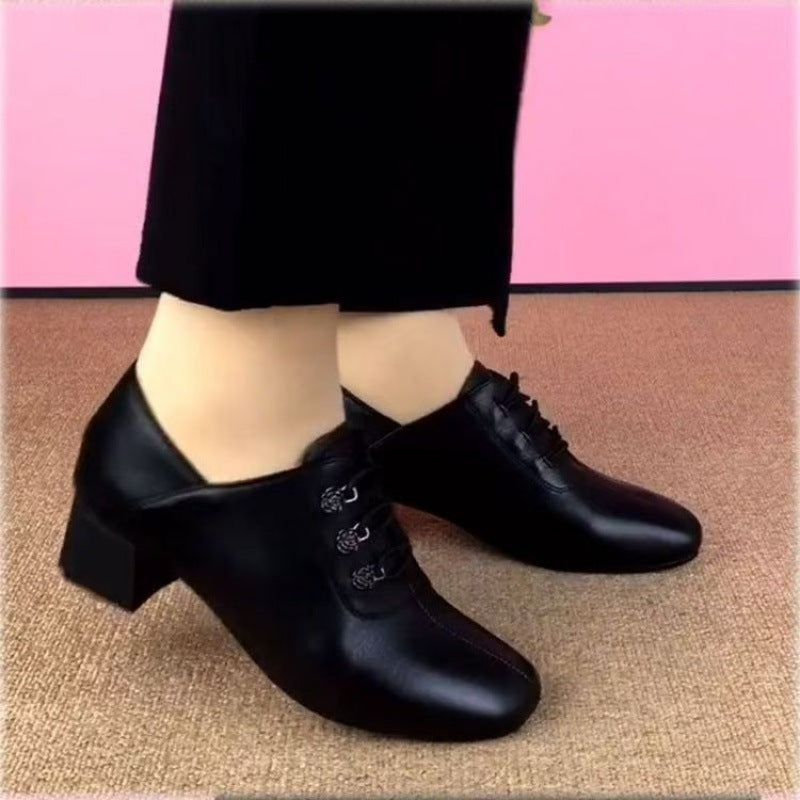Damen elegante Schnürschuhe mit tiefem Blockabsatz und modischem Design R&B