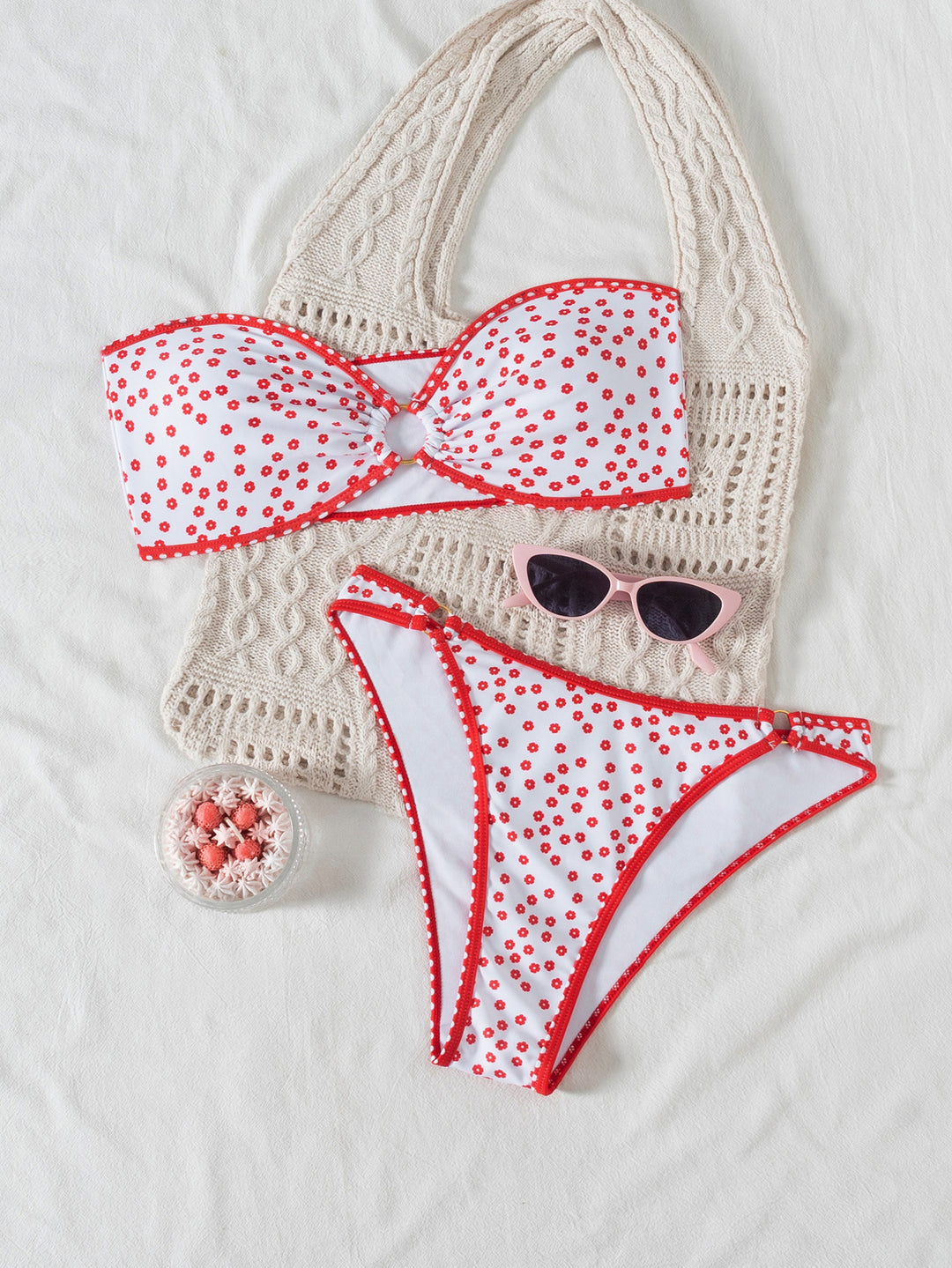 Damen Bandeau Badeanzug Set R&B