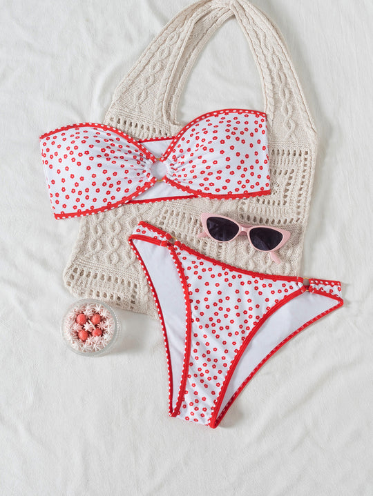 Damen Bandeau Badeanzug Set R&B