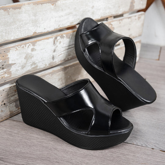 Damen Wedge-Pantoletten mit modischem Cut-Out-Design und rutschfester Sohle R&B