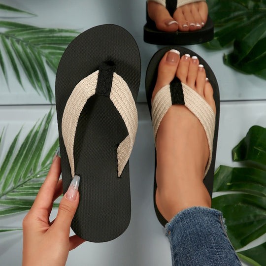 Damen Zehentrenner mit geflochtenem Riemen und rutschfester Sohle R&B