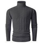 Herren stylischer Rollkragenpullover mit strukturiertem Zopfmuster und hochabschließendem Kragen R&B