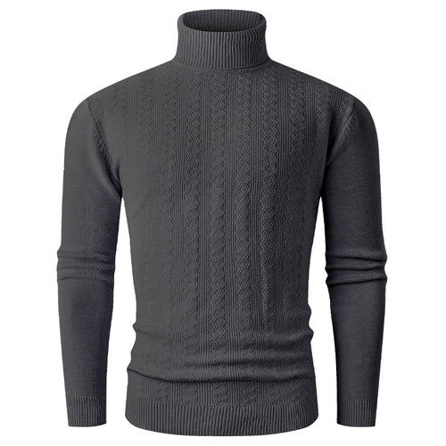 Herren stylischer Rollkragenpullover mit strukturiertem Zopfmuster und hochabschließendem Kragen R&B