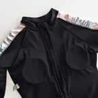 Damen Sportlicher Einteiler mit hohem Kragen und seitlichem Wickel-Design R&B