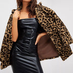 Damen Modischer Teddy-Mantel mit Leoprint und elegantem Schnitt R&B