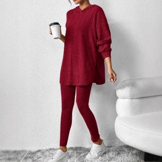 Damen Bequemes Lounge-Set mit Kapuze und schmalen Hosen R&B