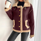 Damen Kurzjacke mit Kunstfellbesatz und praktischen Taschen R&B