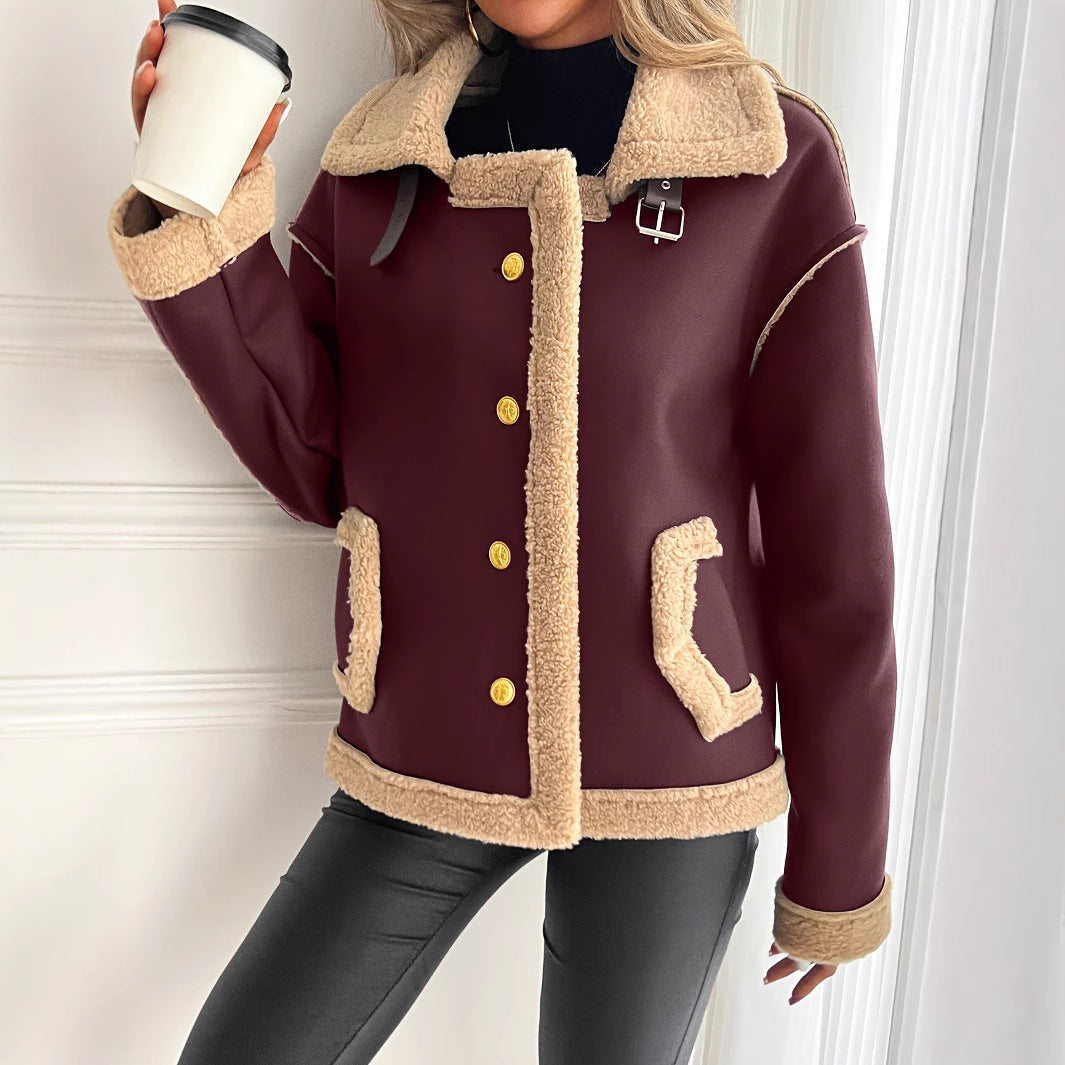 Damen Kurzjacke mit Kunstfellbesatz und praktischen Taschen R&B