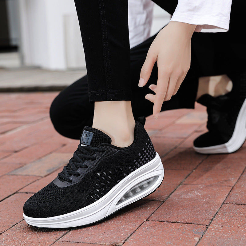 Damen nan keilabsatz-Walkingschuh mit sichtbarem Luftkissen, atmungsaktivem Strickobermaterial und rutschfester Laufsohle R&B