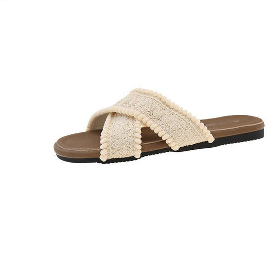 Damen modische Sandalen mit Pompons R&B