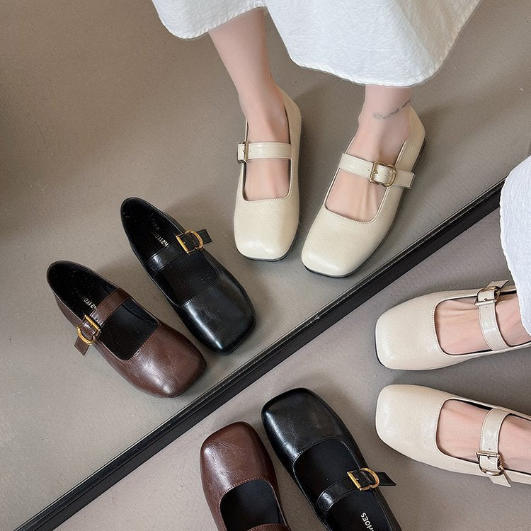 Damen elegante Mary Jane Ballerinas mit modischer Schnalle R&B