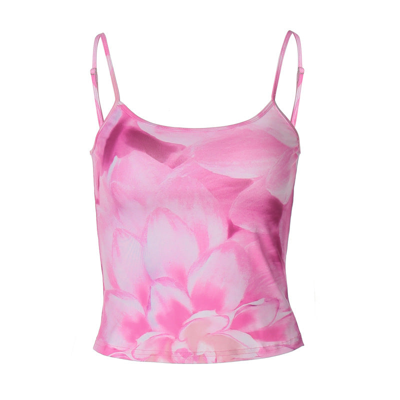 Damen Floral Print Spaghetti Top R&B