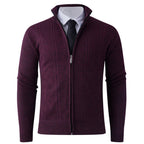 Herren Strickjacke mit modernem Zipper und strukturiertem Design
