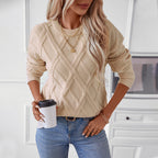 Damen Strickpullover mit modernem Rautenmuster und hochwertigem Material