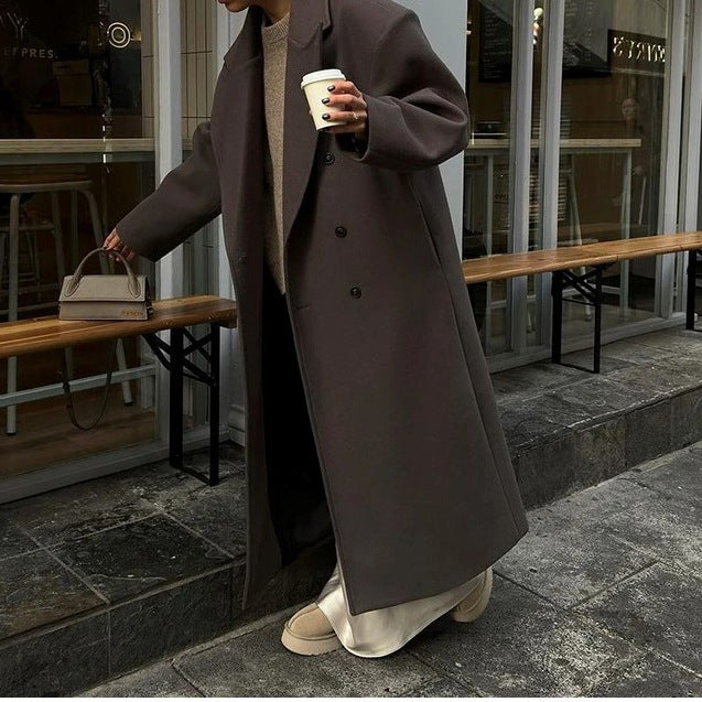 Damen Eleganter Wollmantel im Doppelreiher-Stil