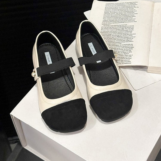Damen elegante Ballerinas mit komfortablem Riemchen und modischer Perlenapplikation R&B