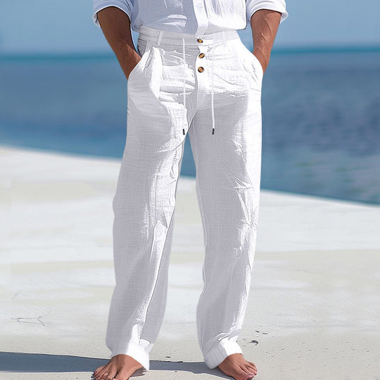 Herren lässige Hose mit hohem Bund und bequemen Taschen R&B