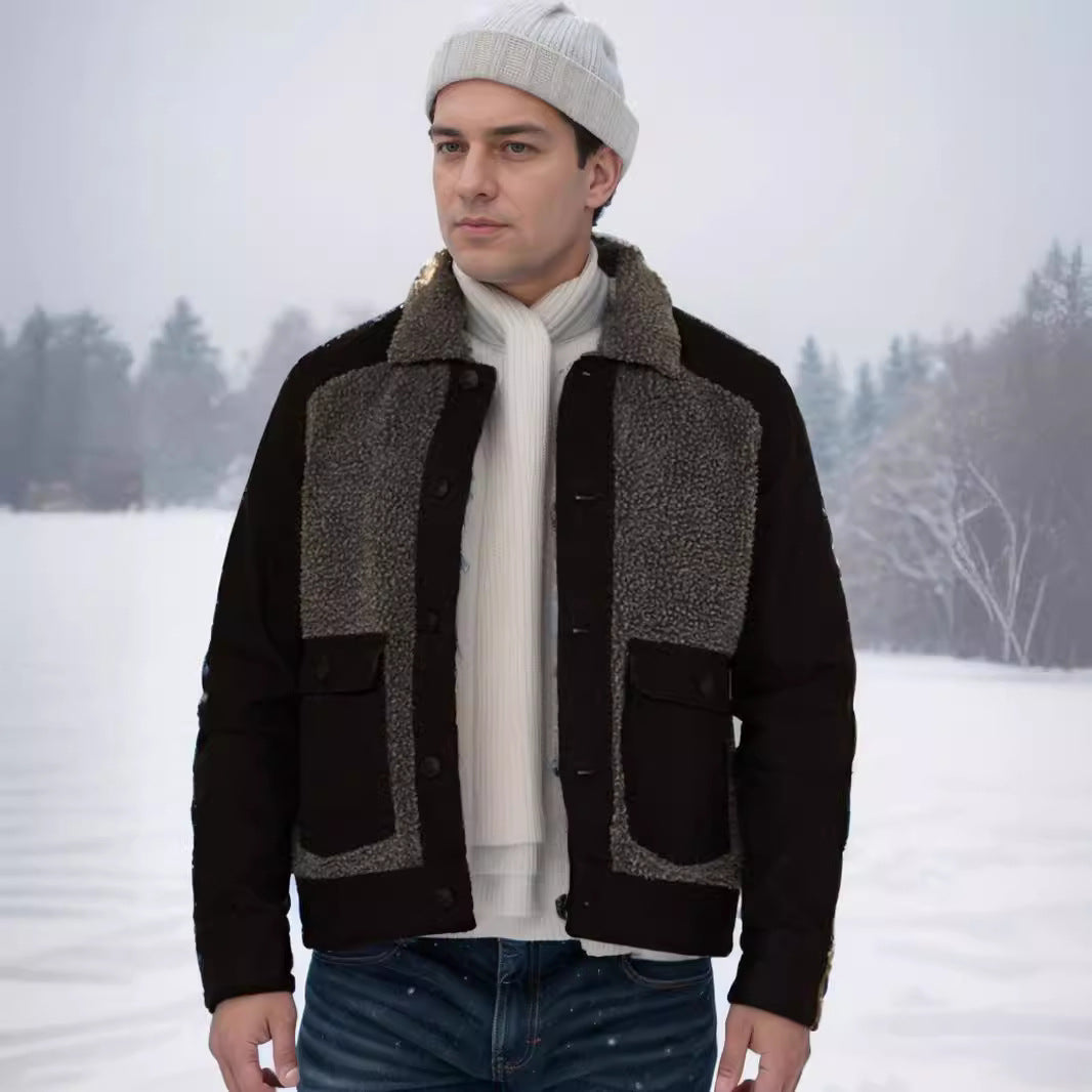 Herren warme Fleecejacke mit praktischen Taschen und weichem Kragen R&B