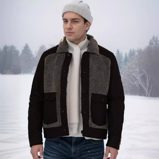 Herren warme Fleecejacke mit praktischen Taschen und weichem Kragen R&B