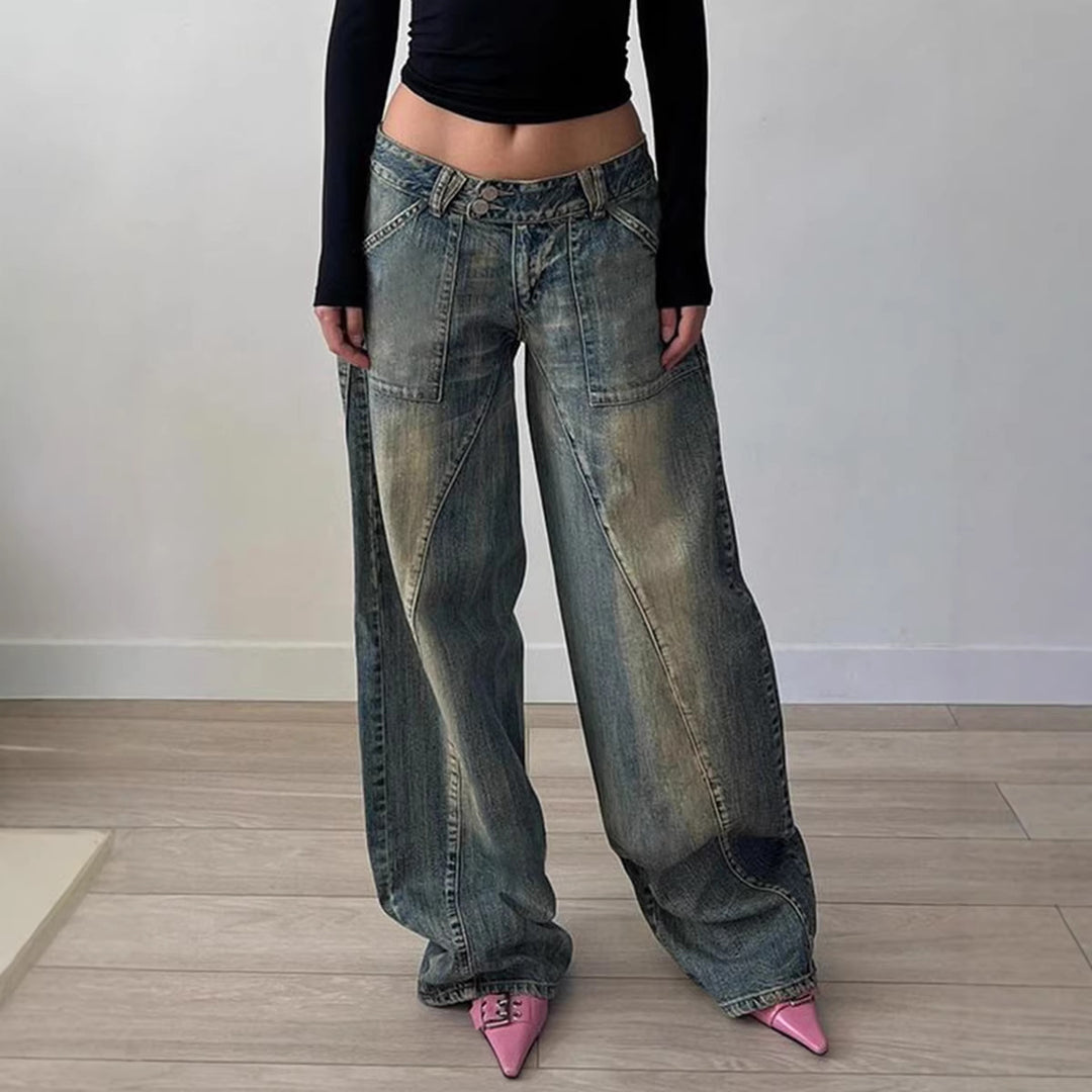 Damen weite Jeans mit lässigem Schnitt und einzigartigem Design R&B