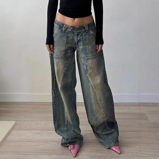 Damen weite Jeans mit lässigem Schnitt und einzigartigem Design R&B