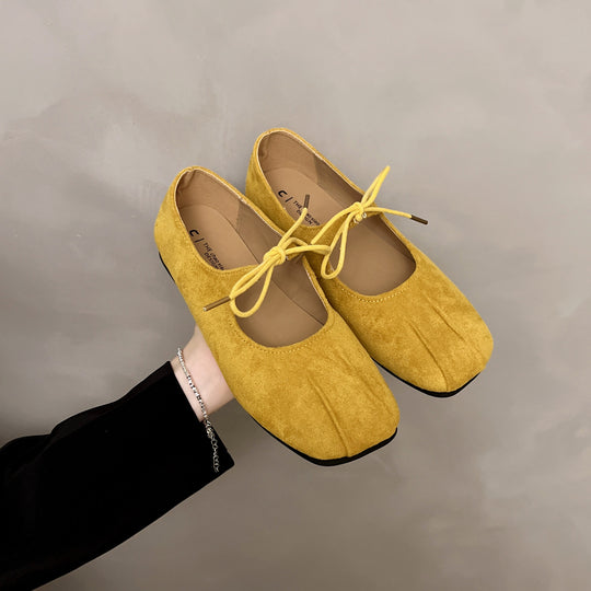Damen elegante Ballerinas mit praktischer Schleifenverzierung und hochwertigem Wildlederoberteil R&B