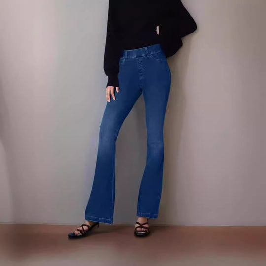 Damen Flared Jeans mit hoher Taille und dezentem Waschung R&B