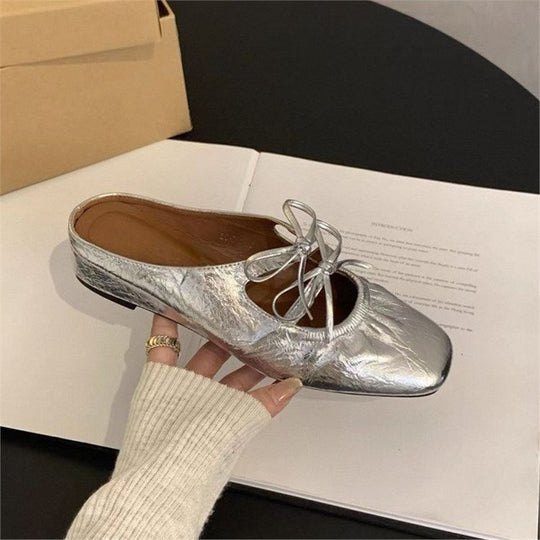 Damen Stylische Riemchen Mules mit dekorativem Schnürdetail R&B