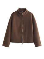 Damen zeitgenössische Übergangsjacke mit hochwertigem Stehkragen und durchgehendem Reißverschluss R&B