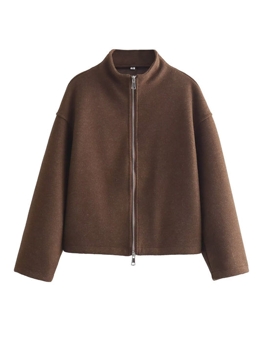 Damen zeitgenössische Übergangsjacke mit hochwertigem Stehkragen und durchgehendem Reißverschluss R&B