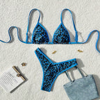 Damen Triangel-Bikini mit aufregendem Leopardenmuster und verstellbaren Trägern R&B