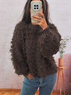 Damen lässiger Oversized-Pullover aus strukturiertem Material mit einzigartigem Design R&B