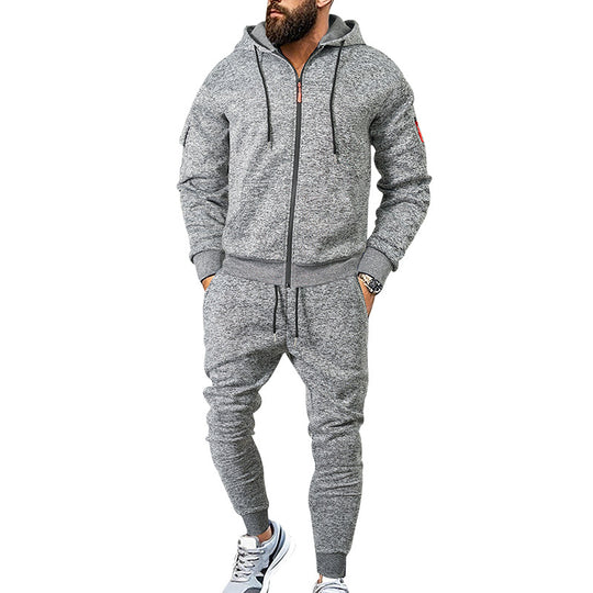Herren sportliches Zweiteiliges Trainingsanzug mit praktischen Taschen und elastischem Bund R&B